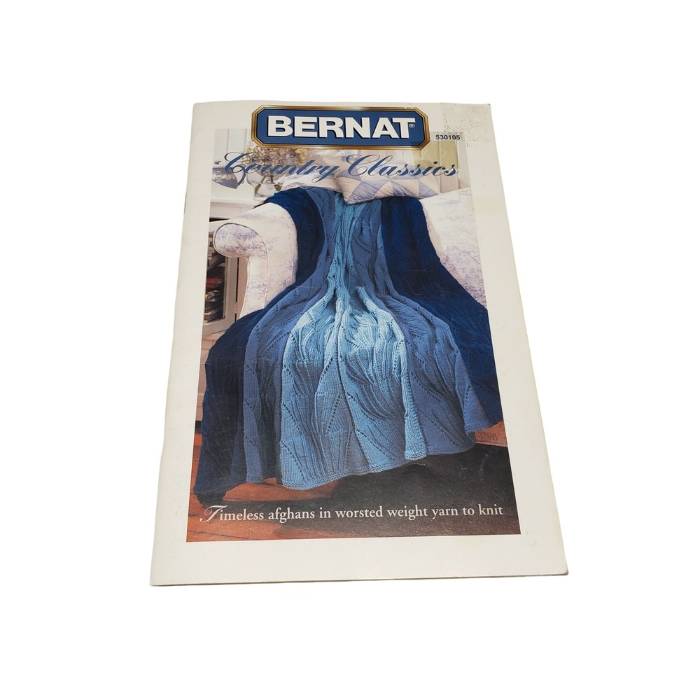 Bernat Country Classics Knitting Pattern Booklet 530105 Afghans Pillows 2003
